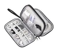 Yokuni Pochette Rangement Cable, Double Couche Tech Pouch avec Poignée Portable, Ton Meilleur Voyage Accessoires, pour Ranger Les Petits Accessoires Électroniques, Alimentation Mobile USB (Noir)