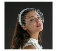 YOKWI Voile de Cage à Oiseaux Blanc Large Bandeau de Cheveux Vintage Fait à la Main Accessoires de Cheveux de Mariage for mariée Noir Bandeau Voile Fascinators (Color : White, Size : 1)