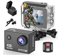Yolansin Caméra d'action 4K / 30fps, Action Caméscope WiFi 20MP, 131ft/40m Caméra Étanche EIS avec Microphone Sport Caméra 170°avec Télécommande 2 Batteries, Divers Accessoires