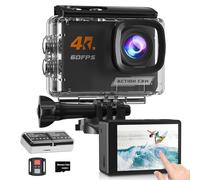 Yolansin Caméra d'action 4K60FPS avec écran tactile, caméra sous-marine 40 m avec carte SD 64 G, caméra de sport WiFi avec zoom 8X, stabilisation 6 axes, caméra de casque avec télécommande 2,4 G, 2