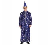 Yolata Costume de magicien bleu pour homme avec étoiles - Cape et chapeau étoile de magicien bleu, bleu, XX-Large