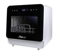 Yolco DWM02 Mini lave-vaisselle de table compact, 5 l, pour 2 à 3 couverts, autoportant, 6 programmes, eau chaude 75 °C, réservoir d'eau et raccordement d'eau, idéal pour cuisine, appartement