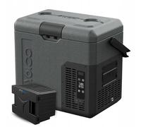 Yolco ET18 Glacière compresseur carbone 18L avec batterie SC4B - Réfrigérateur portable & congélateur jusqu'à -20°C, 12/24V DC & 230V, USB, voiture, camion, bateau, camping, gris