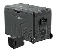 Yolco TCX50 Glacière à compresseur de carbone 50 l + batterie - Double zone, -20 °C, 12/24 V et 230 V, application Bluetooth, glacière et congélateur avec roulettes pour camping et voyages