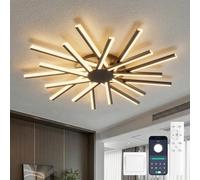 YOLEDY Φ96cm Lustre Led Salon, Grand Ceiling Light Moderne, Luminaires Intérieur Plafonnier avec 18 Lumière, Dimmable, Éclairage de Plafond avec Télécommande, Fonction Mémoire, Noir