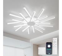 YOLEDY Φ96cm Lustre Led Salon, Grand Ceiling Light Moderne, Luminaires Intérieur Plafonnier avec 18 Lumière, Dimmable, Éclairage de Plafond avec Télécommande, Fonction Mémoire, Blanc