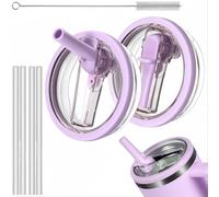 Yolemiko Stanley Cup Lot de 2 couvercles de rechange pour gobelet de 100 ml avec 2 pailles (violet)