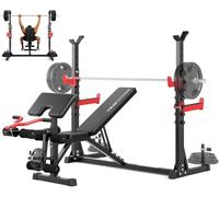 YOLEO Banc de Musculation Multifonction 900kg, Prise Large 120cm, Banc d'Entraînement avec Rack de Squat, Extension des Jambes, Curl Prêcheur, Développé Couché avec Arrêts de Sécurité