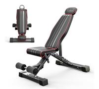 YOLEO Banc de Musculation Pliable Multifonction 300 kg avec Dossier et Appui-tête Élargis, Banc d'Entraînement Abdominal avec Dossier Réglable en 10 Positions (Noir)