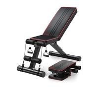 YOLEO Banc de musculation pliable multifonction - Banc de fitness - Banc incliné avec dossier réglable sur 6 positions - Coussin d'assise réglable en 3 positions - Charge maximale : 300 kg (noir)