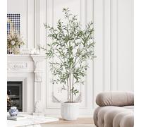 YOLEO Grand olivier artificiel en pot - 180 cm - En plastique - Pour maison, bureau, balcon, jardin, décoration moderne