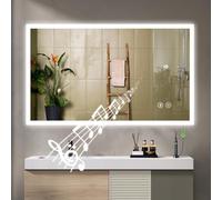 YOLEO Miroir de Salle de Bain avec éclairage, LED avec Haut-Parleur Bluetooth, Prise de Courant, Miroir Mural LED Anti-buée avec Interrupteur Tactile, 3 Couleurs de lumière réglables, 100 x 60 cm