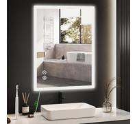 YOLEO Miroir de Salle de Bain avec éclairage, Miroir LED Miroir Mural avec Prise électrique, antibuée, 3 Couleurs de Lumière réglables (50_x70_cm)