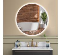 YOLEO Miroir de salle de bain rond avec éclairage 50 cm Miroir LED avec Touch Switch Miroir de salle de bain LED anti-buée 3 couleurs de lumière réglables en continu