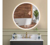 YOLEO Miroir de Salle de Bain Rond avec éclairage 50cm, Miroir LED avec Interrupteur Tactile, Miroir Mural antibuée, 3 Couleurs dimmable