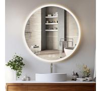 YOLEO Miroir de salle de bain rond avec éclairage 70 cm Miroir LED avec Touch Switch Miroir de salle de bain LED anti-buée 3 couleurs de lumière réglables en continu