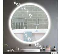 YOLEO Miroir de Salle de Bain Rond avec éclairage LED, Miroir Mural avec Interrupteur Tactile et Verre Anti-Explosion, 3 Couleurs de lumière réglables (Bluetooth, 70cm)