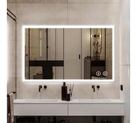 YOLEO Miroir Salle de Bain avec eclairage, Miroir LED, Miroir Aves avec Prises avec 3 Couleurs de lumière, Anti-Buée, Économie d'Énergie, 100x60cm