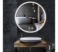 YOLEO Miroir Salle de Bain avec eclairage, Miroir LED, Miroir Rond avec 3 Couleurs de lumière, Miroir LED Salle de Bain Anti-Buée, Économie d'Énergie, 60x60cm