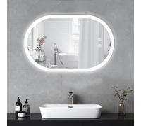 YOLEO Miroir Salle de Bain avec eclairage, Miroir LED Salle de Bain avec 3 Couleurs de lumière, Anti-Buée, Économie d'Énergie, 50x70cm