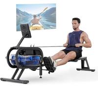 YOLEO Rameur à Eau Rameur d'appartement avec Réservoir d'eau Ecran LCD et Moniteur avec Fonction Bluetooth Capacité de Poids 120 KG (Bleu)