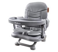 YOLEO Rehausseur de chaise pour enfant, chaise haute portable pour bébé, seulement 2 kg, siège booster avec ceinture de sécurité, plateau amovible et coussin en polyuréthane, convient aux enfants de 6