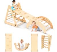 YOLEO Triangle à Grimper, Cadre à Grimper Pliant Montessori avec Arche de Toboggan, Robuste Aire de Jeux Intérieure pour bébés et Enfants 1 an
