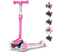 YOLEO Trotinette Enfant 3 Roues de 3 À 12 Ans Trottinette Pliable Ajustable sur 4 Niveaux pour Filles et Garçons, Cadeau Noël Anniversaire, Jouet Idéal Rose/Blanc 58.5x24.5x16.4cm