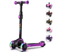 YOLEO Trotinette Enfant 3 Roues de 3 À 12 Ans Trottinette Pliable Ajustable sur 4 Niveaux pour Filles et Garçons, Cadeau Noël Anniversaire, Jouet Idéal Violet 58.5x24.5x16.4cm
