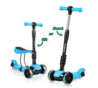 Yoleo Trottinette 3 en 1, pour Enfants, avec siège Amovible, Roues en polyuréthane, Guidon réglable en Hauteur, pour garçons et Filles à partir de 2 Ans, Bleue