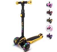 YOLEO Trottinette 3 Roues à LED pour Enfant, Trottinette Enfants Pliable 3 à 12 Ans, Hauteur réglable sur 4 Niveaux pour Filles et Garçons, Charge Maximale 50 kg, Jouet Idéal