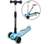 Yoleo Trottinette 3 Roues Enfant Pliable Lumineux Cadeau Jouet Garçon Fille 3 Ans à 12 Ans Hauteur Réglable Bleu