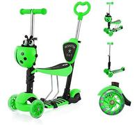 YOLEO Trottinette avec Siège 5 en 1 pour Enfants, Trotinette 3 Roues Plateau Antidérapant LED Roues, Patinette réglable en Hauteur Trottinettes Classiques Enfant, Idéal Cadeau pour Enfants 2 a 6 Ans
