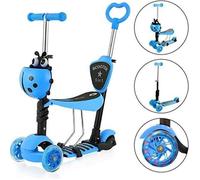 YOLEO Trottinette avec Siège 5 en 1 pour Enfants, Trotinette 3 Roues Plateau Antidérapant LED Roues, Patinette réglable en Hauteur