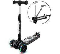 Yoleo Trottinette Enfant Pliable Lumineux 3 Roues Cadeau Jouet Garçon Fille 3 Ans à 12 Ans Hauteur Réglable de 65 à 78 cm Noir