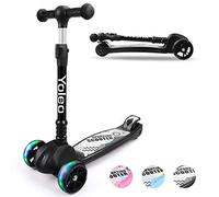 YOLEO Trottinette Enfants Pliable, Trottinette 3 Roues avec LED Roues Plateau Antidérapant, Trotinette réglable en Hauteur