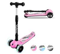 YOLEO Trottinette Enfants Pliable, Trottinette 3 Roues avec LED Roues Plateau Antidérapant, Trotinette réglable en Hauteur