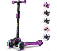 Yoleo Trottinette Pliable pour enfants avec roues lumineuses LED,Guidon réglable en 4 hauteur pour pour garçons filles,Voilet