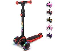 Yoleo Trottinette pour enfants à partir de 3 ans, trottinette pour enfants avec roues LED lumineuses, trottinette à trois roues avec 4 hauteurs réglables pour garçons et filles âgés de 3 à 12 ans