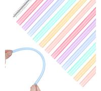 Yolev 12 Pièces Ensemble de Pailles Colorées Réutilisables en Silicone pour Pailles de 12 à 30 oz de 6 mm avec Brosse de Nettoyage de Paille