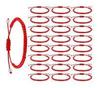 Yolev 24 Pièces Bracelet Corde Rouge Protection Porte Bonheur, Amulette Fait Main Noeud Kabbale Chanceux Fil Rouge pour Femme Homme Fille