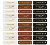 Yolev 30 Pièces D'étiquettes en Cuir PU Faites à La Main Etiquettes de Couture à La Main Etiquettes en Cuir Personnalisées pour Vêtements Chapeaux Bricolage Accessoires de Couture