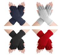 Yolev 4 Paires Mitaines sans Doigts Gants en Tricot d'hiver Gants Longs et Chauds Hommes Femmes Gants Elastiques