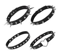 Yolev 4 Pièces Punk Tour de Cou Clouté Tour de Cou Réglable Noir Gothique Collier pour Hommes et Femmes Halloween Anime Décoration De Fête