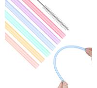 Yolev 6 Pièces Pailles en Silicone Pailles à Boire Réutilisables Colorées Pailles en Silicone Écologiques Sans BPA avec Brosse de Nettoyage pour Tasses de 12 à 30 oz