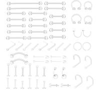 Yolev 60 Pièces de Retenue de Piercing Transparent, Support Piercing en Plastique, Bijoux pour Opération, pour Mamelon, Langue, Nez, Septum, Sourcil, Nombril, Cartilage, Tragus, Boucles d'oreilles