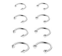 Yolev 8 Pièces Piercing Septum Fer à Cheval 16g Nasal en Acier Inoxydable | Piercing Nez Anneaux Piercing Bijoux Lèvres Cartilage Boucles d'Oreilles Femmes Anneau Nez Piercing Hommes (Argent )