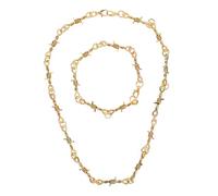 Yolev Ensemble collier et bracelet en fil de fer barbelé punk épines collier ras du cou en métal doré bijoux grunge barbelé collier hiphop rock gothique chaîne pour homme femme Y2k quotidien