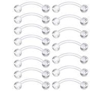 Yolev Lot de 15 piercings transparents de 16 g pour piercing de nombril invisible incurvé en plastique pour cartilage, tragus, hélix, daith, rook, bijoux pour homme et femme