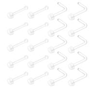 Yolev Lot de 20 piercings de nez transparents en acrylique transparent de 20 g pour le travail en forme de L - Anneaux de nez droits invisibles Bioflex - Bijoux de retenue flexibles pour le travail et